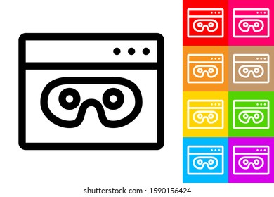 Browse in Private. Line Icon With Different Color Background.