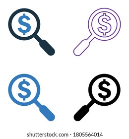 Buscar y buscar, icono.  Vector editable aislado en fondo blanco
