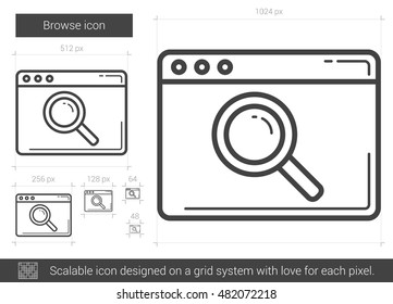 Browse vector line icon isolated on white background. Browse line icon for infographic, website or app. Scalable icon designed on a grid system.