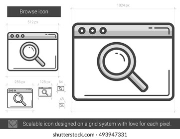 Browse vector line icon isolated on white background. Browse line icon for infographic, website or app. Scalable icon designed on a grid system.