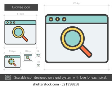Navegar por el icono de línea vectorial aislado en fondo blanco. Icono de línea de navegación para infografía, sitio web o aplicación. Icono escalable diseñado en un sistema de cuadrícula.