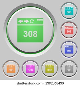 Browser 308 Permanent Redirect color icons on sunk push buttons