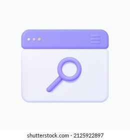 Browser 3D-Vektorsymbol. Einzeln auf Weiß.