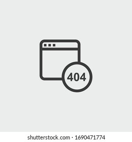 browser 404 icon. browser 404 vector on gray background