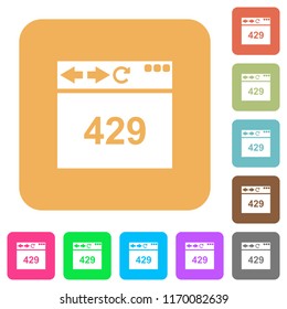 Browser 429 Too Many Requests flat icons on rounded square vivid color backgrounds.