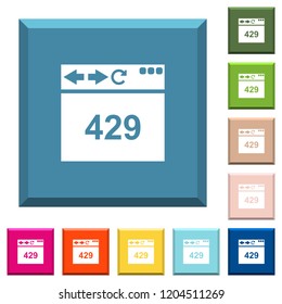 Browser 429 Too Many Requests white icons on edged square buttons in various trendy colors