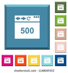 Browser 500 internal server error white icons on edged square buttons in various trendy colors