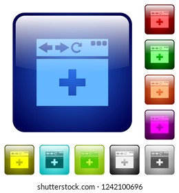 browser add new tab icons in rounded square color glossy button set