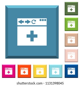 browser add new tab white icons on edged square buttons in various trendy colors