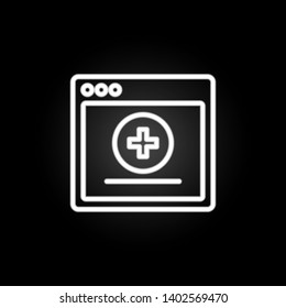 browser add webpage neon icon. Elements of browser set. Simple icon for websites, web design, mobile app, info graphics