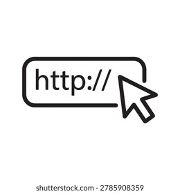 Browser address bar with http and cursor clicking internet navigation