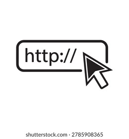 Browser address bar with http and cursor clicking internet navigation