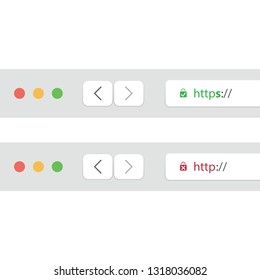 Browser Address Bars Showing Secure and Insecure Web Addresses - Mandatory Secure Browsing and Connections Trend Concept