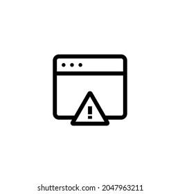 Icono de alerta de navegador mensaje de exclamación navegador de un solo icono gráfico de diseño ilustración vectorial