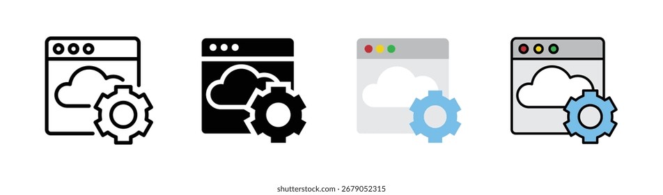 Browser API icon set, outlined editable stroke, flat glyph, and colored. Icon design related to internet and website.
