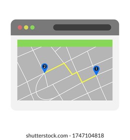 Browser, application, phone page with gps navigation