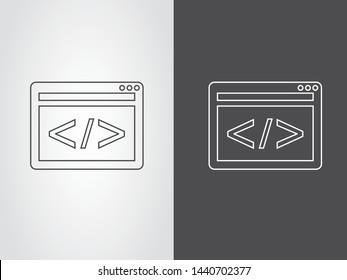 Browser Application Website Coding Programing Icon Symbol Black White Outline