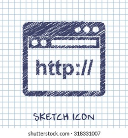 browser application window vector sketch icon 