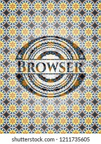 Browser arabic style badge. Arabesque decoration.