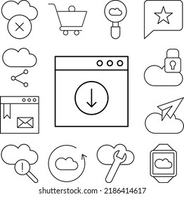 Browser, arrow, page, SEO icon in a collection with other items