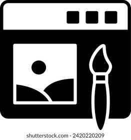 Browser Base Paint Brush tool concept, Digital artwork program vector icon design, Web design and Development symbol, user interface or graphic sign, website engineering stock illustration