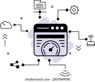 Browser based Cache Vector Glyph Icon Design, SEO and Digital Marketing Symbol, Page speed optimization Service Concept, Fast Loading Website Stock illustration
