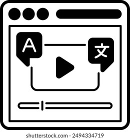 Browser Based Live Translator Webinar concept, Video Transcript vector design, International Day of Language symbol, Translation Services sign, Plurilingualism and Multilingualism stock illustration