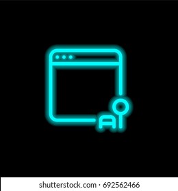 Browser blue glowing neon ui ux icon. Glowing sign logo vector