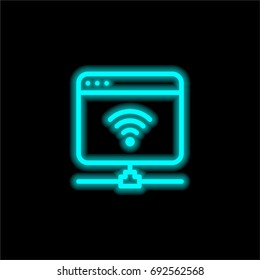 Browser blue glowing neon ui ux icon. Glowing sign logo vector