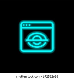 Browser blue glowing neon ui ux icon. Glowing sign logo vector