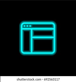 Browser blue glowing neon ui ux icon. Glowing sign logo vector