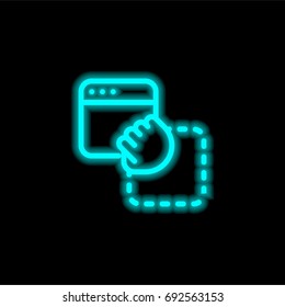 Browser blue glowing neon ui ux icon. Glowing sign logo vector