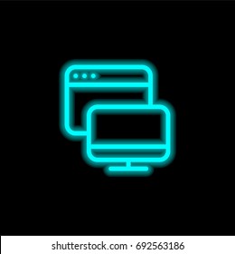 Browser blue glowing neon ui ux icon. Glowing sign logo vector