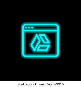 Browser blue glowing neon ui ux icon. Glowing sign logo vector