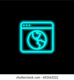 Browser blue glowing neon ui ux icon. Glowing sign logo vector