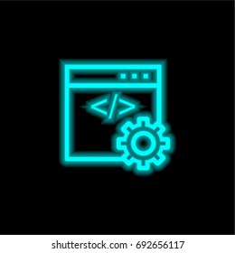 Browser blue glowing neon ui ux icon. Glowing sign logo vector