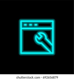 Browser blue glowing neon ui ux icon. Glowing sign logo vector
