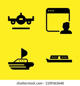 browser, boat, ship and airplane vector icon set. Sample icons set for web and graphic design