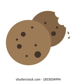 Browser brown cookies icon. Internet bitten cookie vector symbol isolated on white