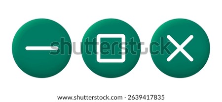 Browser buttons Minimize, Maximize, Restore, Close. Vector set isolated on white background.