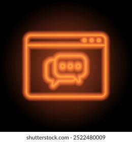 Navegador, bate-papo simples ícone vetor. Design plano. Néon laranja no fundo preto.ai