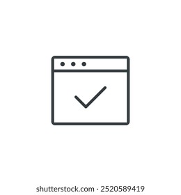Browser check icon, vector illustration