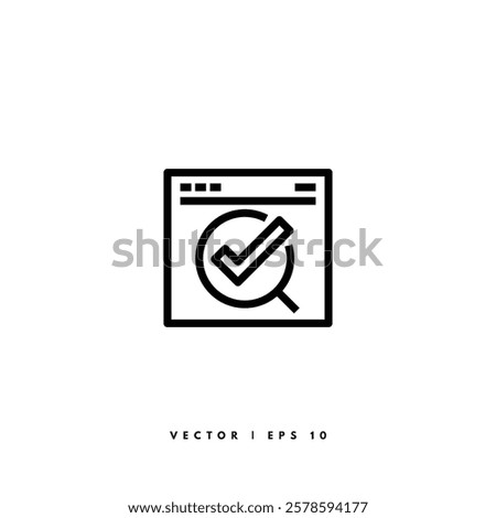 Browser Checkmark Icon. Editable Stroke