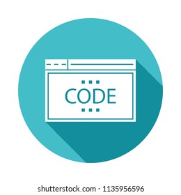 browser coding icon in Flat long shadow style on white background