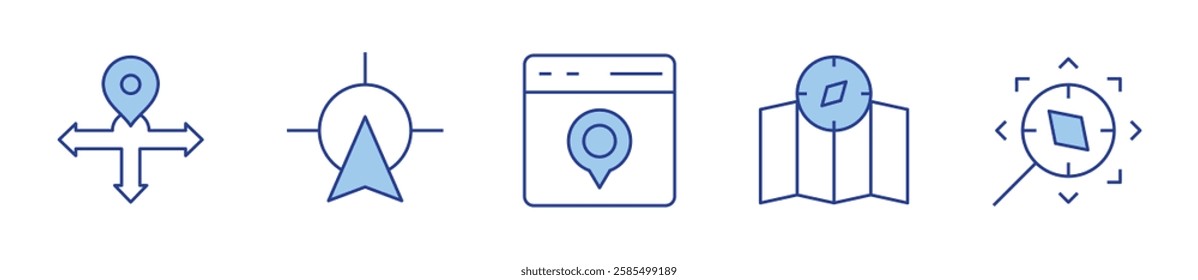 browser, compass, discover, direction, north. Navigation Icon vector illustration. Line Duotone style. Editable stroke.