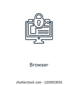 Browser concept line icon. Linear Browser concept outline symbol design. This simple element illustration can be used for web and mobile UI/UX.