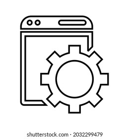 Browser, configuration, gear line icon. Outline vector.