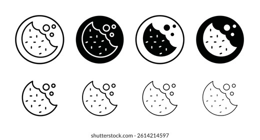 Browser Cookie Icon Black and white outline vector