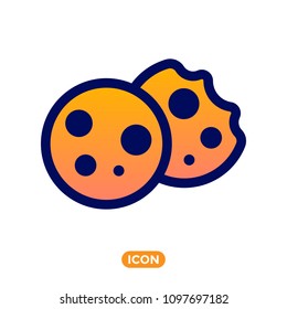 Browser Cookie Icon. Color icon of sweets. Flat style symbol of browser cookie