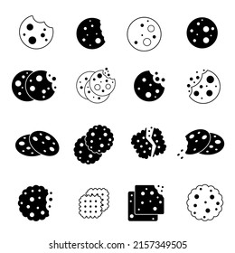 Browser cookie icon set. Cookies vector icons. Collection of symbols.